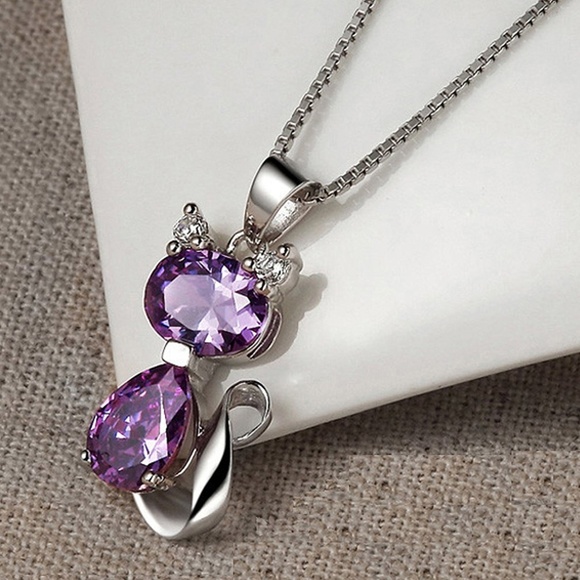 ❤️4 for $20 Sale❤️Cute  Purple cat Necklace - Picture 3 of 4